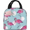 Återanvändbar lunch tygväska rosa flamingo akvarellmönster isolerad lunchpåse hållbar kylare lunchlåda k5sa#