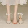Elbise Ayakkabı Comemore Fransız High Topuklu Kadın Kalın Topuk Pompaları 2024 Nimli Head Pearl Turu Kadın Yaz Ayakkabı Düğün Ayakkabı
