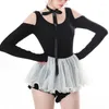 Swimwear Wisuwore Swimsuit 2024 Black Long Sleeve Off Bathing Bathing Fssui de printemps High Quality