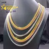 Uomini di vendita calda per la collana hip hop pass diamond tester moissanite cuban glink catena 925 argento oro franco catene di gioielli