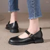 Casual Shoes Koznoy 3cm Elastic Cow äkta läder Summer Flats Comfy Preppy Girl Mary Jane Lolita Platform Wedge Big Size Fashion