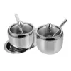 Set sets 1 set glazen deksel Spice Jar lege houder metalen kruiderijpot kruidencontainer