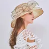 Breda brim hattar kvinnors sommarklänning hatt blad blomma brud dusch sol strand fashionabla eleganta vackra mössor snabbt