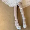 Meias sexy jk lolita garotas coxa meias altas calcinha de meia -calça de malha de malha de malha de malha de malha de malha de estilo japonês arco de veludo kawaii calças bonitas 240416