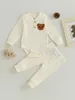 Clothing Sets Baby Girl 2 Piece Outfit Embroidery Ribbed Long Sleeve Rompers And Elastic Pants Fall Spring Clothes