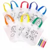 10pcs Pdiy Graffiti Sac avec marqueur de coloriage Carnaval Animal Art Party Goodie Sacs pour les enfants réutilisables Mini N tissé Sac de boutique V9MD #