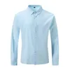 Men's Casual Shirts Mens Linen Long-Sleeved Spring Autumn 100%Cotton Solid Color Turn-down Collar Style Plus 24416