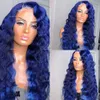 Free Part Dark Blue/ Bury/613 Blonde Lace Front Wigs 13X4 Synthetic Glueless Preplucked Kinky Curly Wig For Black Women