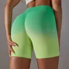 Justera lyftdip Lu Dye Gradient Fiess Women's High midja tätt trippel Peach Hip Torked Yoga Cycling Sports Shorts Lemon Gym Running Worko