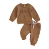 Set di abbigliamento per baby boy outfit sudore manica lunga orso stampare pantaloni da jogger da jogger abiti invernali autunno