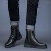 Boots Men Automne Hiver Collekle Chaussures en cuir véritable homme décontracté Punk Military Warm Snow plus taille 47 48