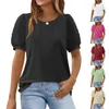 Camisetas para mujeres Topas de manga de forma de moda Túnica casual de camisetas sueltas Camisetas de color sólido Blusa 2024 Camisa