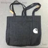 Totes Hot Selling Trend AP Denim Sac Single Single Handing Handbag Co Mens Mens and Womens Casual Canvas Sac à provisions T240416