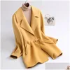 Womens Wool Blends Sb9447-448M76 Chinoiserie Top Quality Large Coat Autumn And Winter Double Faced Cashmere Medium Length Drop Deliver Oto07