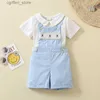 ROMMERS Espagnol Baby Boy Clothes Children Children Shirt and bretelles Pantalons en deux pièces pour enfants Summer Top Shorts Saming Clothing ensembles L410