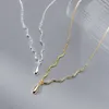 Pingentes de pingentes de água moda colar pingente de pingente feminino onda simples cadeia de clavículas 925 Presente de casamento de festa de prata esterlina