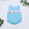 Rompers Infant Boutique Baby Boys Clothes Smock Newborn Romper Hand Whale Embroidery Bodysuit Beautiful Toddler Jumpsuit 0-3T For Boy L410