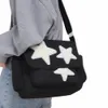 Women Women Star Wzorka Y2K Menger Bag Casual Tote Lady Prosta duża zdolność na ramię dziewczyna Travel School Bookbag torebka S1de#