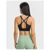 Justera hög stängning Lu Yoga Back Impact Running Workout Kvinnor Sugsäker krok och Eye Gym Sports Bras Tops med Fast Chest Pad Lemon Gym RU