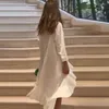 カジュアルドレス春の夏ファッションソリッドカラーシャツドレス女性セクシーな長袖ボタン不規則なルーズフィッティング