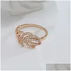 Cluster Rings Luxury FL Zircon Fashion Jewelry 585 Rose Gold Color Leaf Stexture Women Finger Party Elegant Accessories Drop Delivery R DHKBL