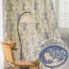 Curtain 1PC Chinese Blue And White Porcelain Printed Curtains For Living Room Luxury Window Drape Semi-Shading Custom #E