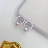 Boucles d'oreilles AB826 Lefei Fashion Fine Fine Classic Luxury Strong Luster Zircon 6-7 mm Akoya Round Pearl Femmes 18K Gold Party Charm bijoux