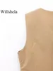 Giubbotti da donna Donne Fashion Kaki gilet ritagliato a V-Neck Single Sleeveless Sleeveless Chic Lady Outfit Short Top Top Tank Tank