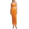 Work Dresses Trendyol Women Orange Beading Outfits High Street Camisole Crop Top And Pleated Long Skirt Two Piece Sets Evening Club Party