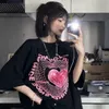 特大のTシャツラブグラフィックTシャツレディースかわいいティーカップルTシャツストリートウェアY2Kトップ