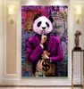 Graffiti Wall Art Panda Money Dollar Dollar Pinturas Modern Posters e Impressões Impressões de parede para decoração da sala de estar Cuadros1017135