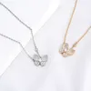 Designer Van Butterfly Full Diamond Necklace Womens Fashion Versatile Edition med inbäddning av högkvalitativ krage kedja