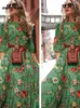 Casual jurken elegant feest voor vrouwen zomer herfst 2024 in mode bloemenprint vloer driekwart mouw losse jurk