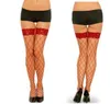 Sexy Socks Sexy Big Mesh Stockings Women Lace Top Sheer Stay Up Thigh High Stockings Ladies Black White Red Nylon Fishnet Pantyhose 240416