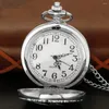 Pocket Watches Exquisite Rose Oil Painting Silver Large Size Quartz Watch Vintage Unisex Necklace Pendant Accessories Clock Gift