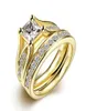 Frauen 18K Gelbgold plattiert 3CT Diamant -Paar Ringe Geburtsstein Schmuck Jubiläum Geschenk Braut Hochzeit Verlobungsband Ring Set3216323