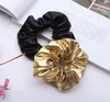 Pu hår scrunchies svart guld scrunchie kvinnor elastiska hårband flicka huvudkläder gummi hästsvans hållare hår tillbehör8266934