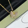 Designer v Gold High Version Fantasy Butterfly Necklace Women New Product Phantom Full Diamond Pendant 18K Rose Clover Clover Chain