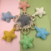 Baby Rattle Bells Crochet Knitted Star Baby Play Gym Baby Teething Wooden Ring Teether Pendant For Kids Gift Toys LL