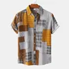 Men's Casual Shirts Personalized Patchwork Print Pattern Fashion Design And Women's Short-sleeved Tops Button-down Shirt