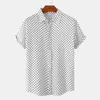 Męskie koszule letnie wypoczynek wakacje wydrukowane bawełniane lniane 2024 TOP Polka Dot Lapel krótki ekologiczny rękaw mody ropa hombre