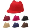 Cappelli larghi brim Preutile Cat Ears Wool Felt Cappello per donne ragazzi ragazze Solido Colore Solido Fedora Formale Equestre ParentChild 9445020