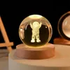 Lampor Shades Saturn/Sun Planet Galaxy Star Moon USB Crystal Ball Lamp med träbaserad 7-färg 3D Atmospheric Rum Night Light As A Childrens Gift Q240416