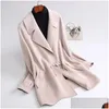 Womens Wool Blends Sb9447-448M76 Chinoiserie Top Quality Large Coat Autumn And Winter Double Faced Cashmere Medium Length Drop Deliver Oto07