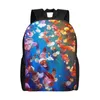 Mochilas leves de sacolas escolares para uma mochila casual de impressão de água -viva com bolsos laterais de garrafa multifuncionais