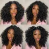 Short Bob Wig Lace Front Wigs for Women Afro Kinky Curly Wigs Ombre Brown Synthetic Middle Nature Hair Black Headgear with Clips 240409