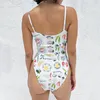 Swimwear féminin Imcute Womens Monokini Swimsuit Food Imprimer Deep V Neck Bathing Fissure Slim Fit Beachwear Summer Holiday