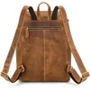 Backpack Top Grein Gross Gross Genuine Leather 14 '' Laptop Homens Bag de Travel