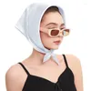 Halsdukar 2024 Fashion Women Satin Silk 60x60cm Square Hijab Solid Color Lady Sunscreen Versatile Bandana