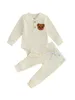 Clothing Sets Baby Girl 2 Piece Outfit Embroidery Ribbed Long Sleeve Rompers And Elastic Pants Fall Spring Clothes